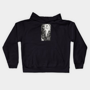 Pre-raphaelite girl and cat Kids Hoodie